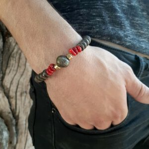 צמיד הרמוניה לגבר לברדורייט וקורל