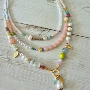 שרשרת ספרינג 3 שורות צבעונית חגיגית פסטל