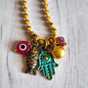 שרשרת טפו חמסה צהובה