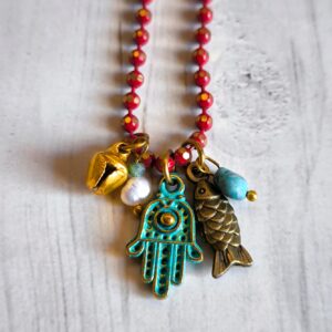 שרשרת טפו חמסה אדומה