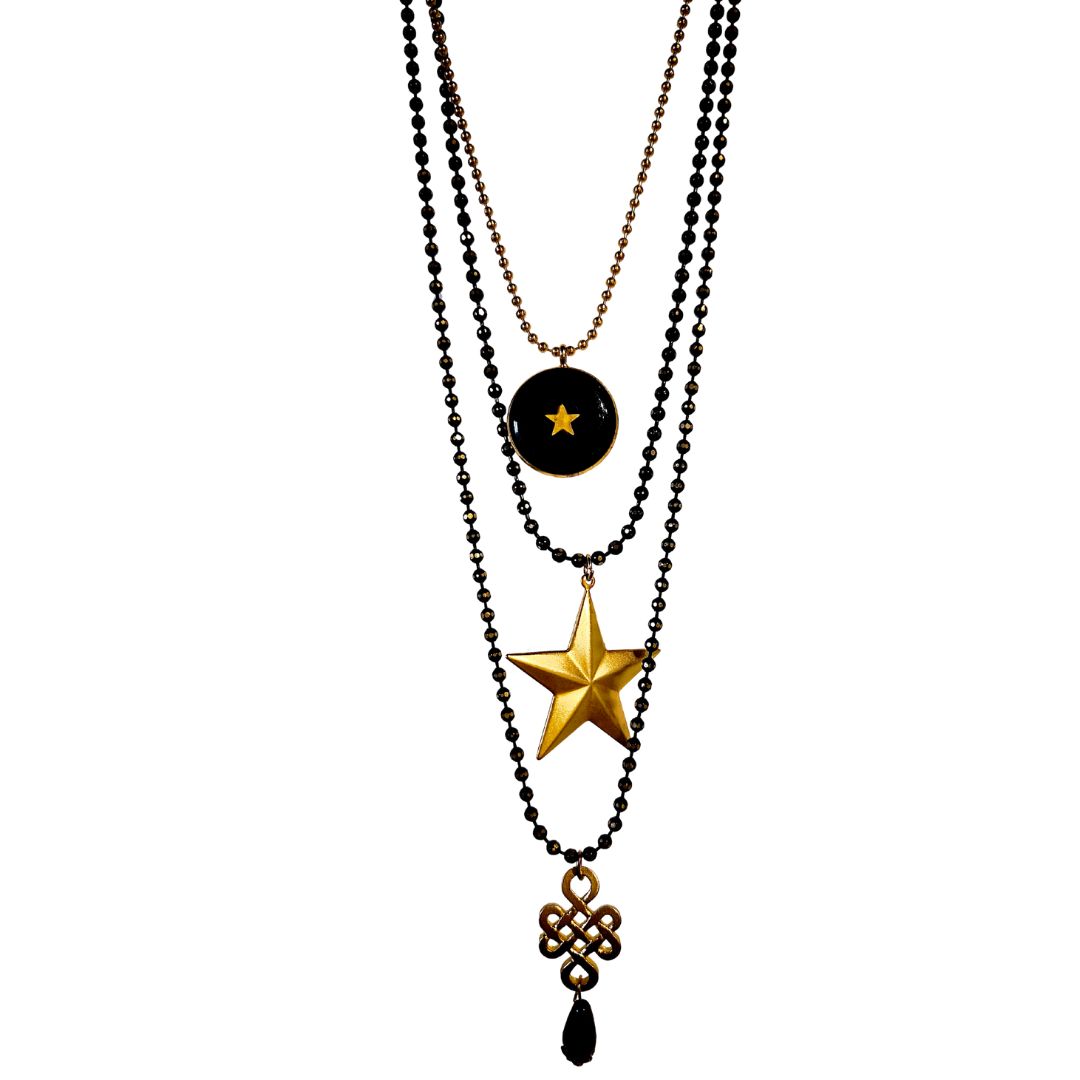 שרשרת דיסקית שחורה עם תליון אין סוף – תמונה 2