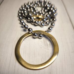 שרשרת דיסקית כסופה ועגול זהב 3