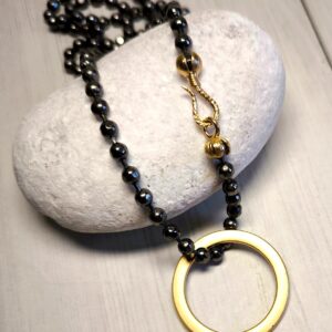 שרשרת דיסקית כסופה ועגול זהב 2