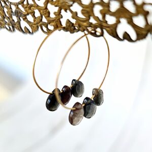 עגילי חישוק גולדפילד וטיפות סמוקי קוורץ